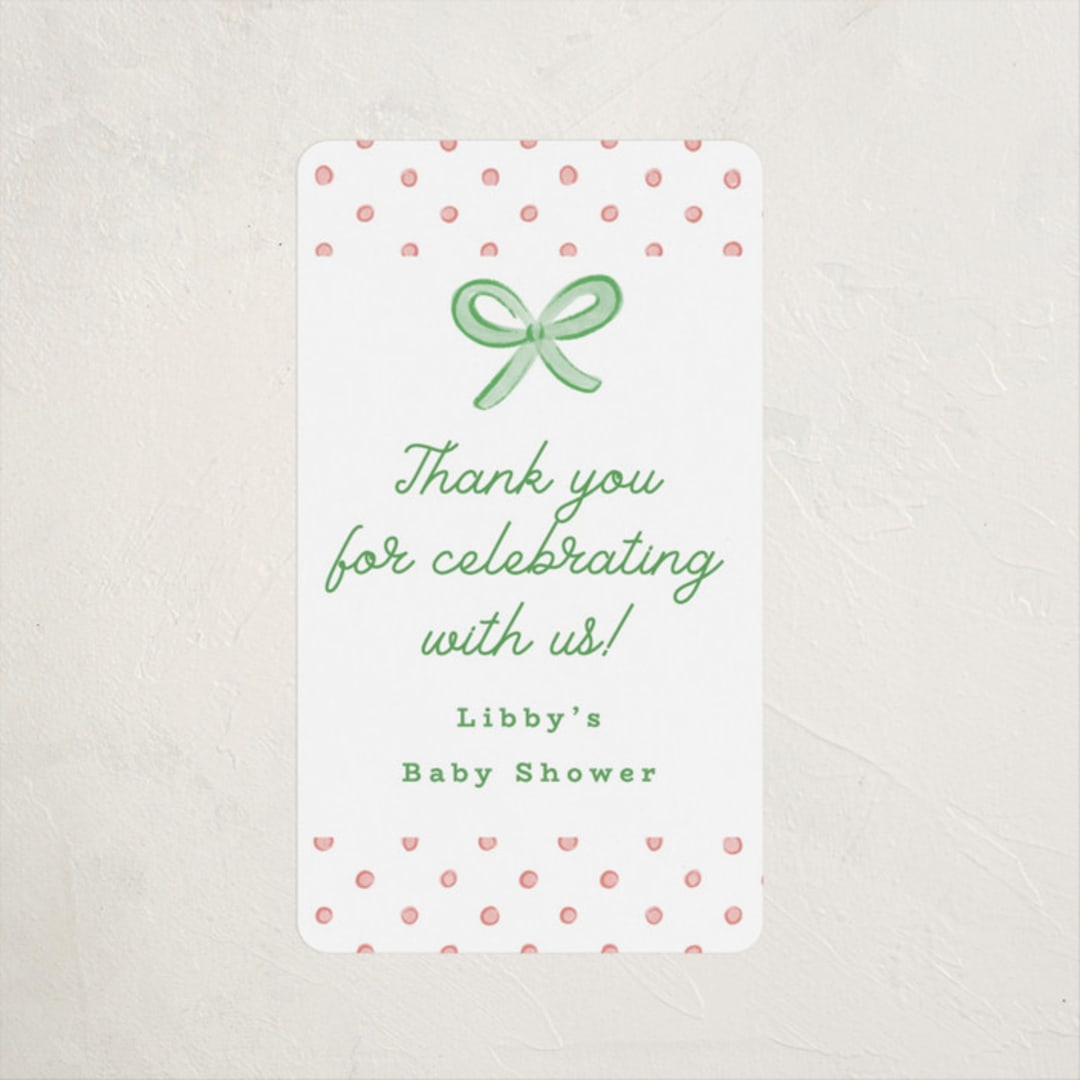 "Polka Dot Frame" - Baby Shower Stickers in Strawberry by Erin German - Close-Up