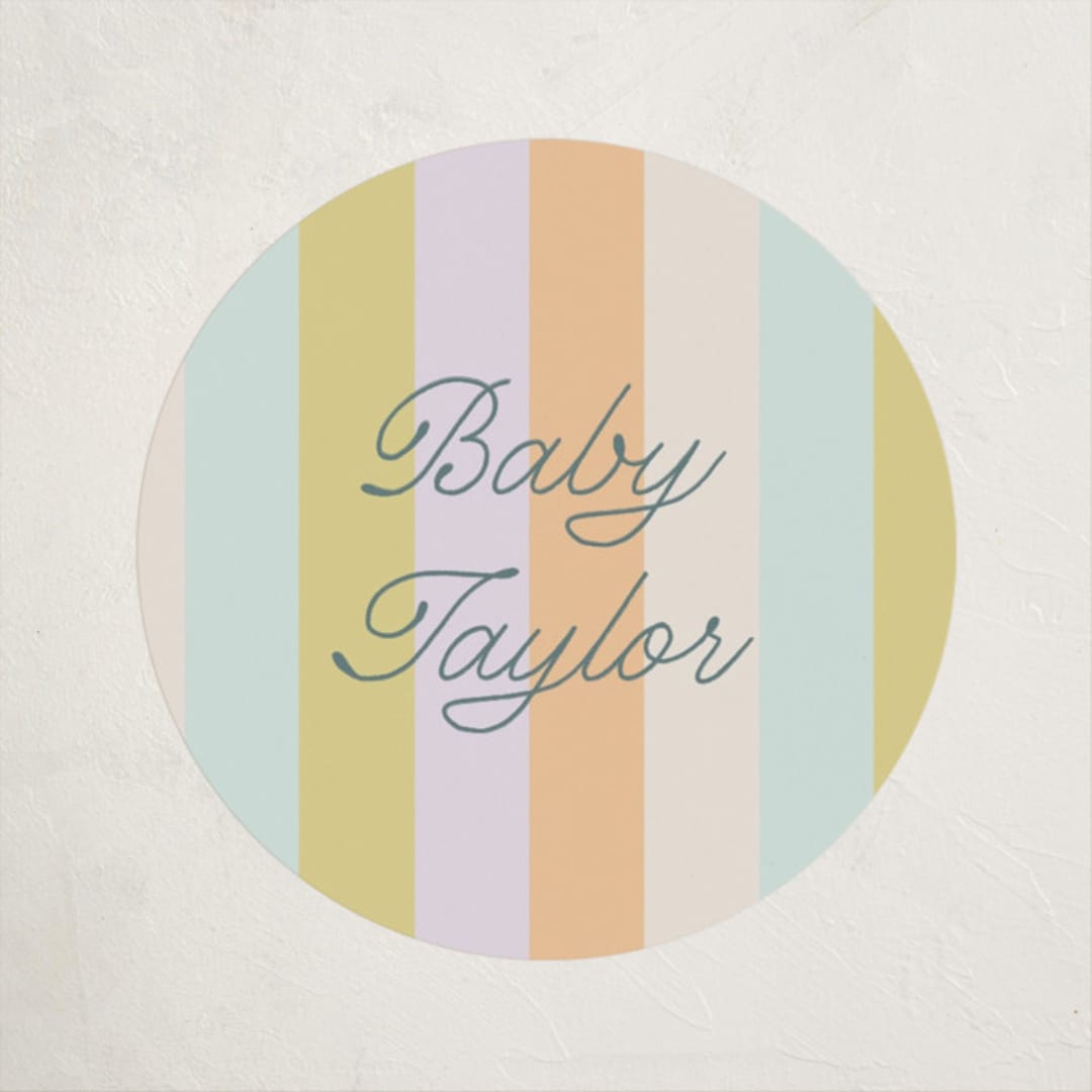"Striped" - Baby Shower Stickers in Wildflower by Pixel and Hank - Close-Up