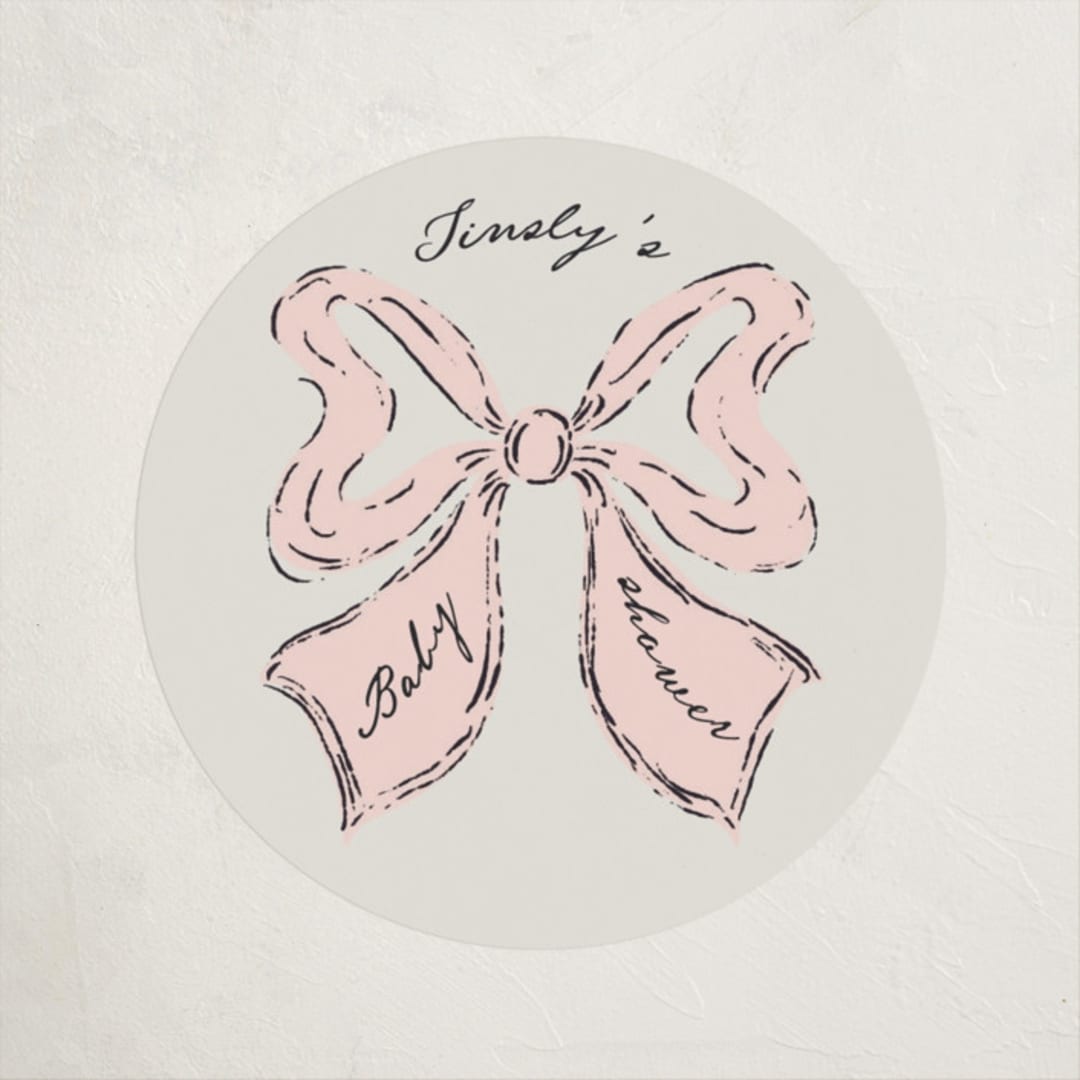 "Antique Rattle" - Baby Shower Stickers in Rose by Gwen Bedat - Close-Up