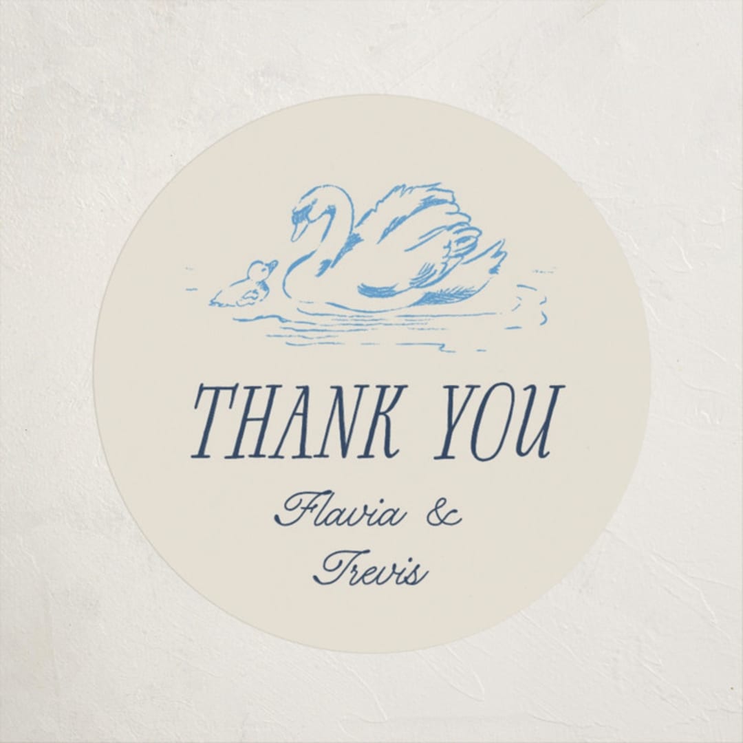 "Sweet Swan" - Baby Shower Stickers in Bluebell by Pati Cascino - Close-Up