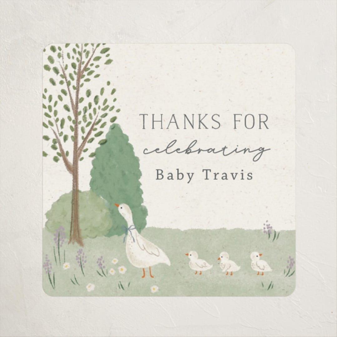 "Cottage Baby" - Baby Shower Stickers in Cream by Kiersten Garner - Close-Up
