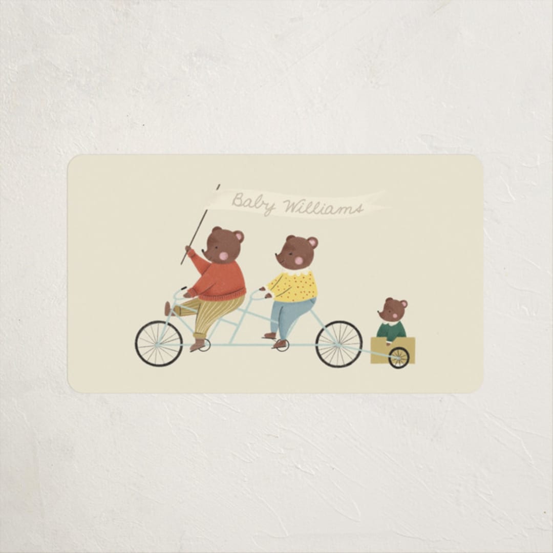 "Baby Makes Three" - Baby Shower Stickers in Cream by Kiersten Garner - Close-Up