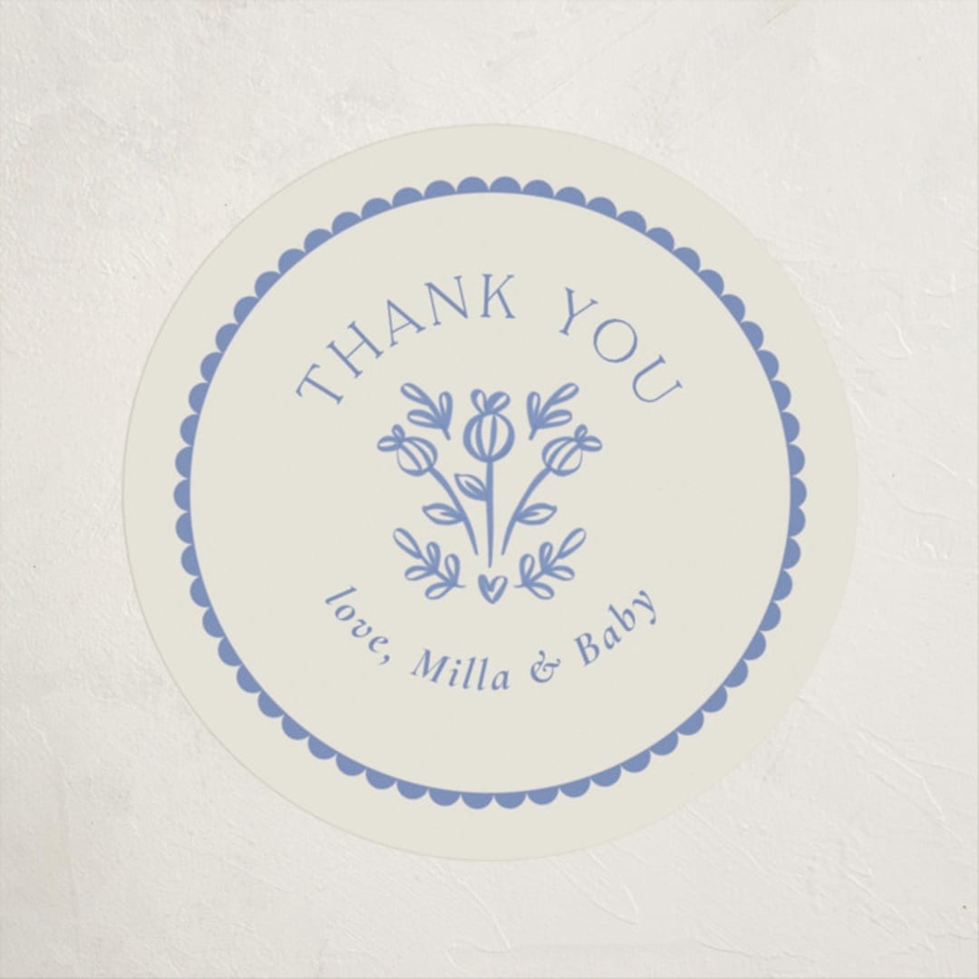 "Bloomy Baby" - Baby Shower Stickers in Cobalt by Ana Sharpe - Close-Up