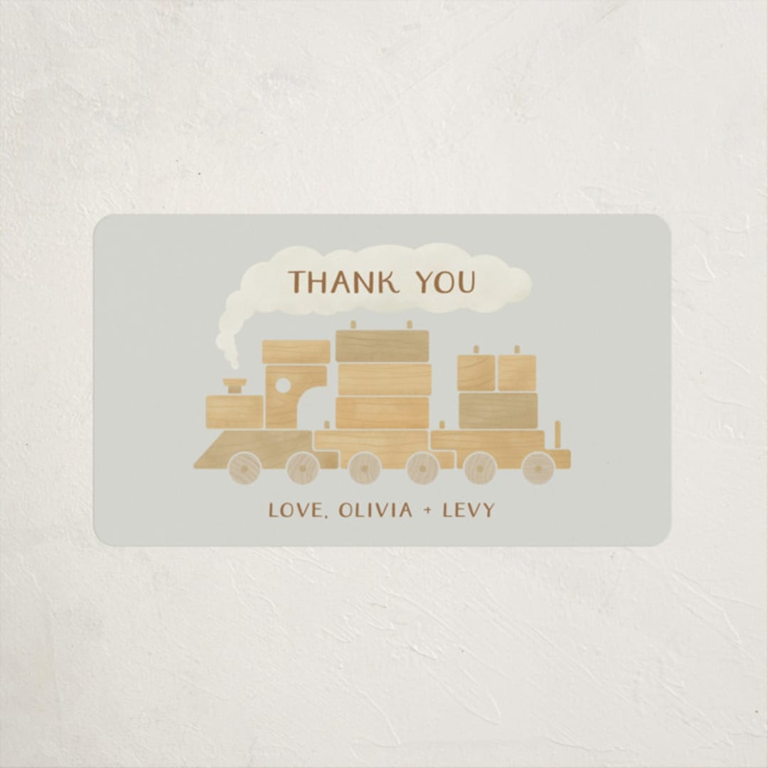 "Choo Choo Train" - Baby Shower Stickers in Slate by Adelyn T. - Close-Up