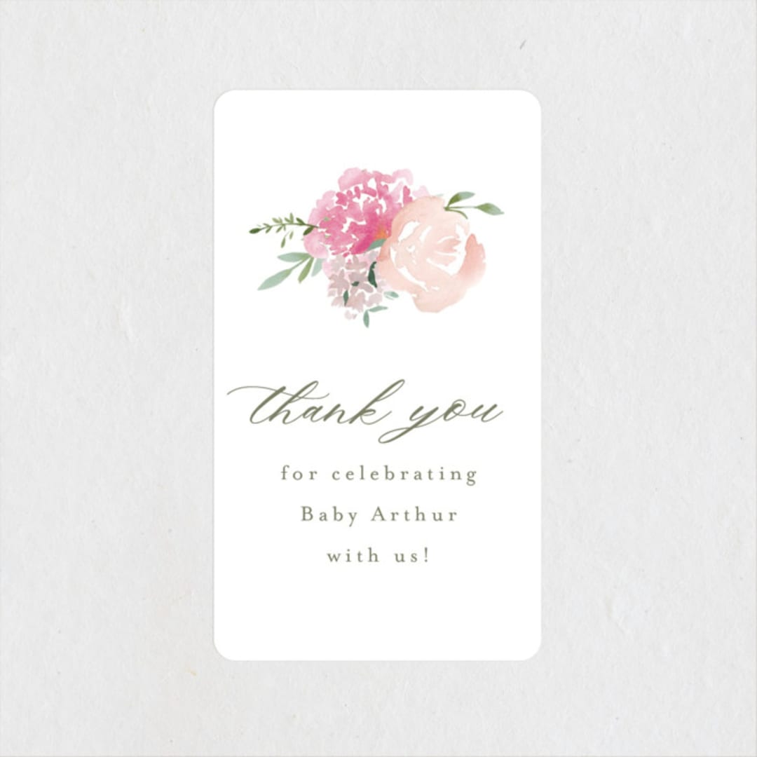 "Flora Fest" - Baby Shower Stickers in Blush by Leah Bisch - Close-Up