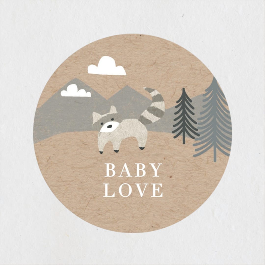 "Woodland's welcome" - Baby Shower Stickers in Kraft by Jennifer Wick - Close-Up