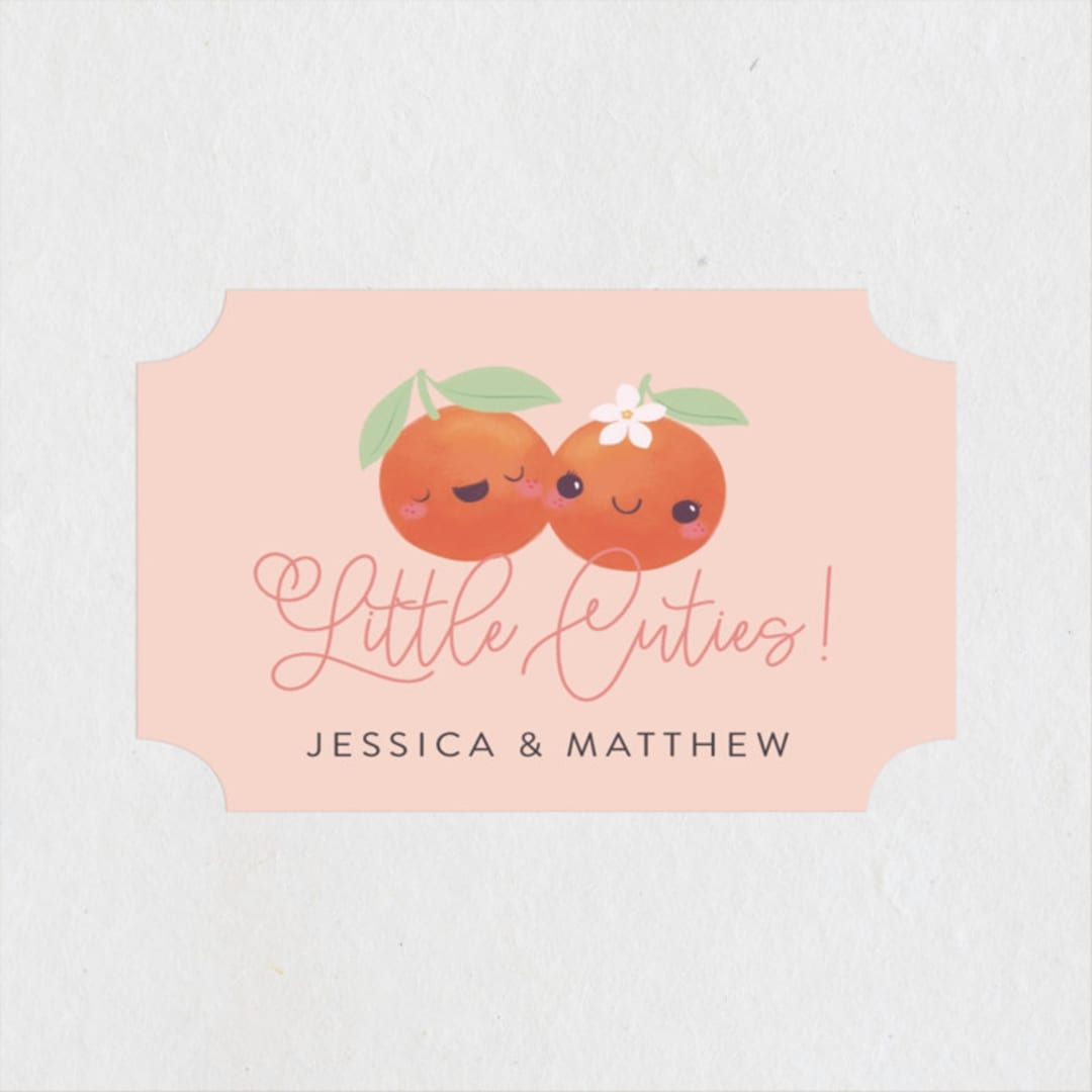 "Two Little Cute" - Baby Shower Stickers in Pumpkin by Itsy Belle Studio - Close-Up