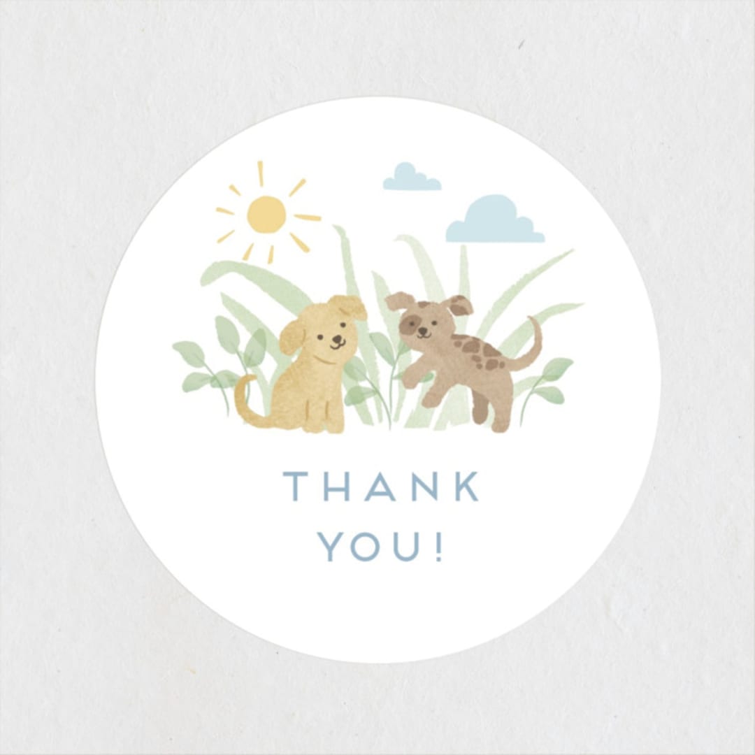 "Little pups" - Baby Shower Stickers in Mint by Jennifer Wick - Close-Up