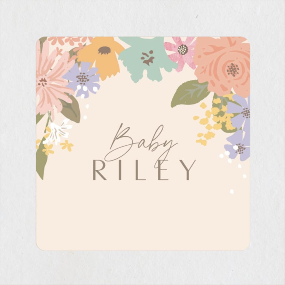 "Petite Garden" - Baby Shower Stickers in Flamingo by Jennifer Wick - Close-Up