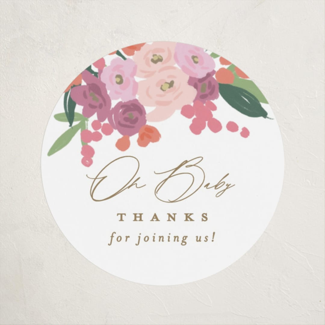 "Pram Bouquet" - Baby Shower Stickers in Cloud by Everett Paper Goods - Close-Up