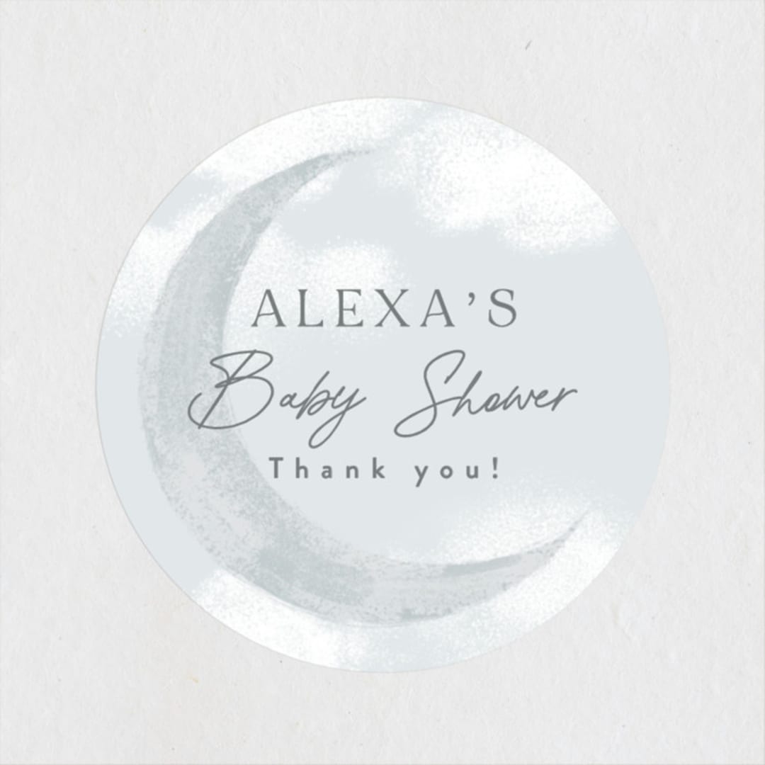 "Moondust" - Baby Shower Stickers in Cloud by Everett Paper Goods - Close-Up