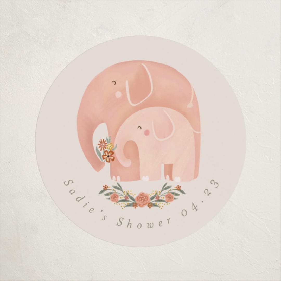 "Elephant Garden" - Baby Shower Stickers in Snapdragon by Joanna Griffin - Close-Up