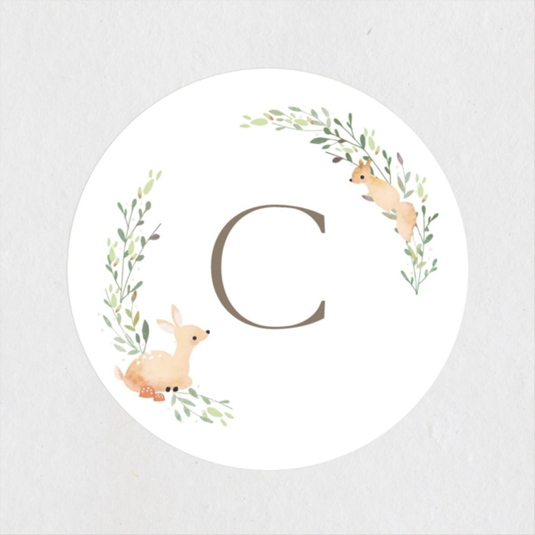 "Woodland" - Baby Shower Stickers in Greige by Itsy Belle Studio - Close-Up