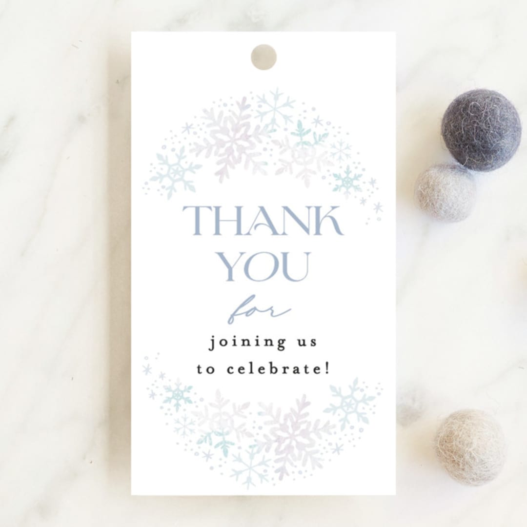 "Winter Baby Snowflakes" - Baby Shower Favor Tags in Bluebell by Alethea and Ruth - Front