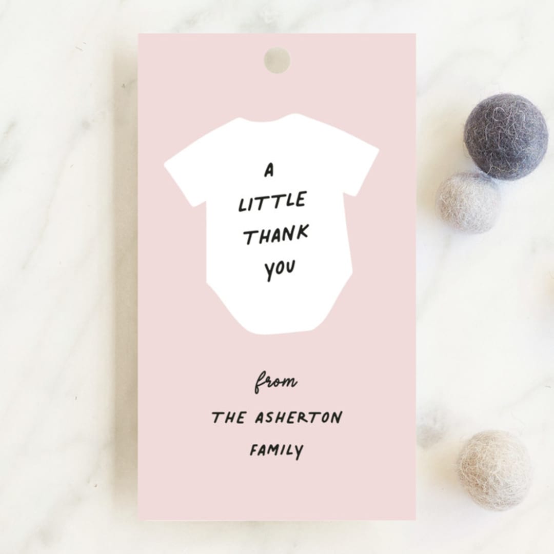 "Little Sibling" - Baby Shower Favor Tags in Cotton Candy by Lea Delaveris - Front