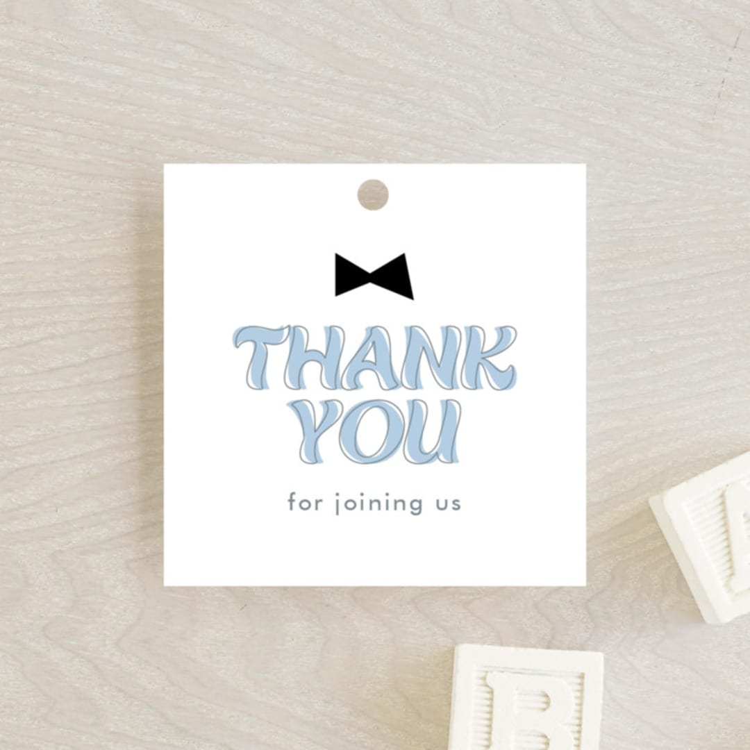 "Boy Mom" - Baby Shower Favor Tags in Sky by Angela Garrick - Front