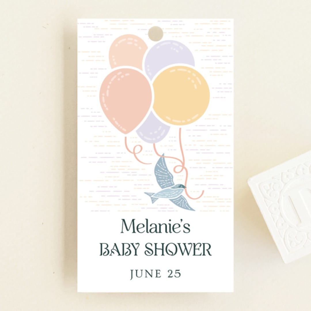 "Patio Party" - Baby Shower Favor Tags in Watermelon by Paper Sun Studio - Front