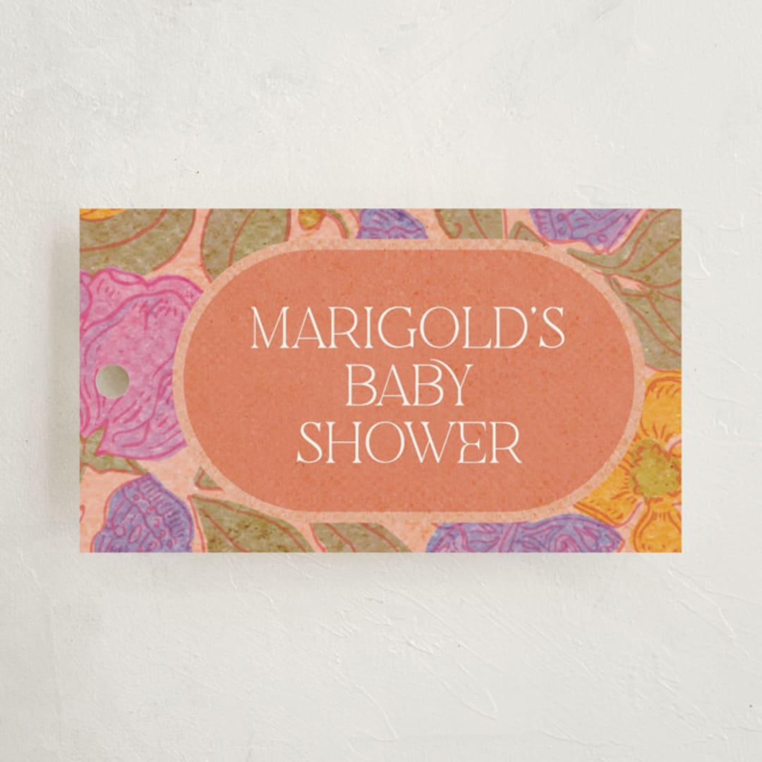 "Vintage Garden" - Baby Shower Favor Tags in Peach by Simona Camp - Front