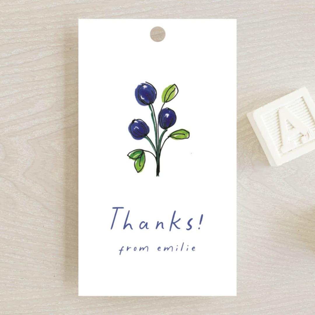 "Blue Bells" - Baby Shower Favor Tags in Cornflower by Mere Paper - Front
