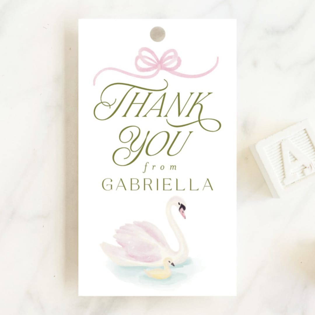 "Swan Princess" - Baby Shower Favor Tags in Ballet Slipper by Jenna Holcomb - Front