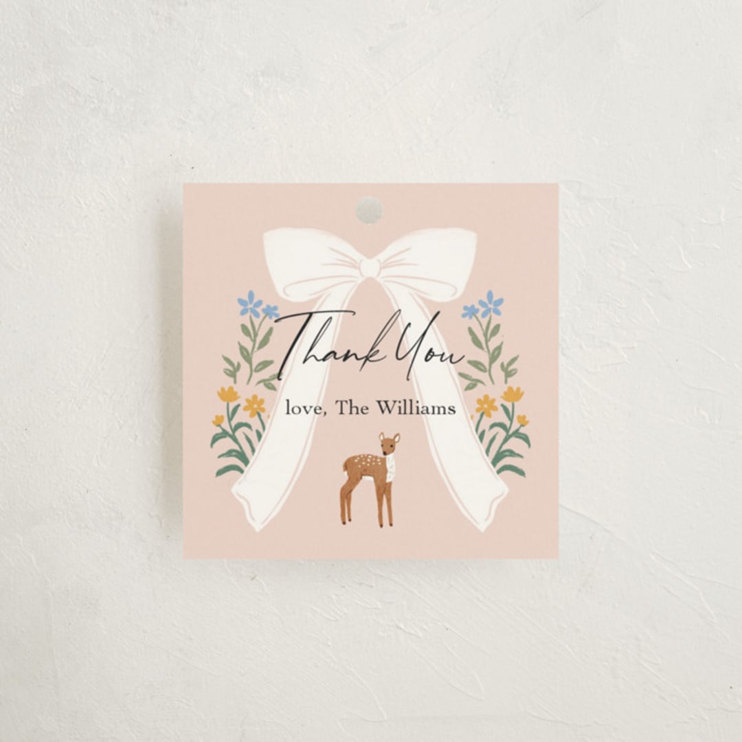 "Ribbon In Bloom" - Baby Shower Favor Tags in Petal by Elly - Front