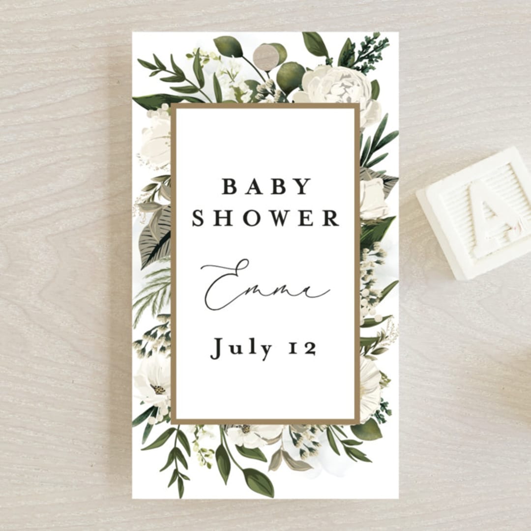 "Classic Love" - Baby Shower Favor Tags in Vanilla by Susan Moyal - Front