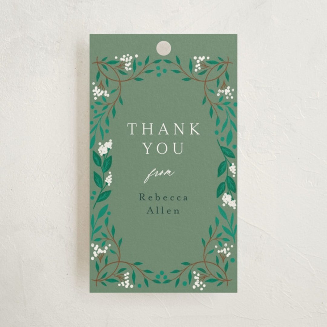 "Illuminated Storybook" - Baby Shower Favor Tags in Evergreen by Alethea and Ruth - Front