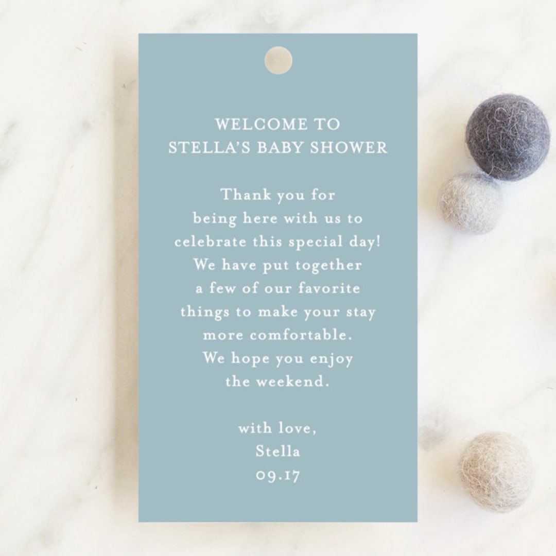 "Polished" - Baby Shower Favor Tags in Powder Blue by Jennifer Postorino - Front