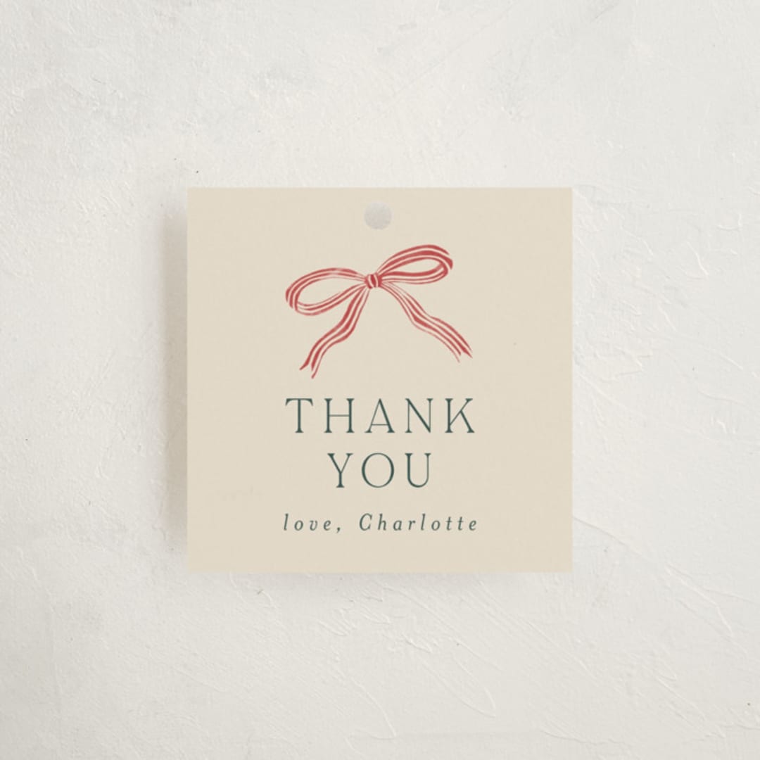 "Ribbon Stripe Holiday" - Baby Shower Favor Tags in Eggnog by Chris Griffith - Front