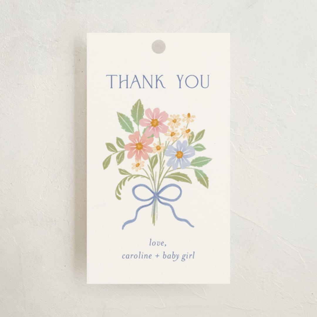 "Bitty Bouquet" - Baby Shower Favor Tags in Periwinkle by Paper Raven Co. - Front