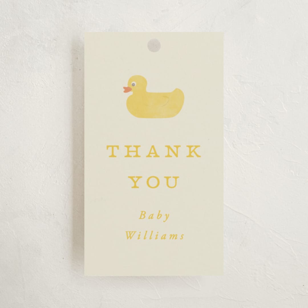 "Simple Duck" - Baby Shower Favor Tags in Banana by Brianne Larsen - Front