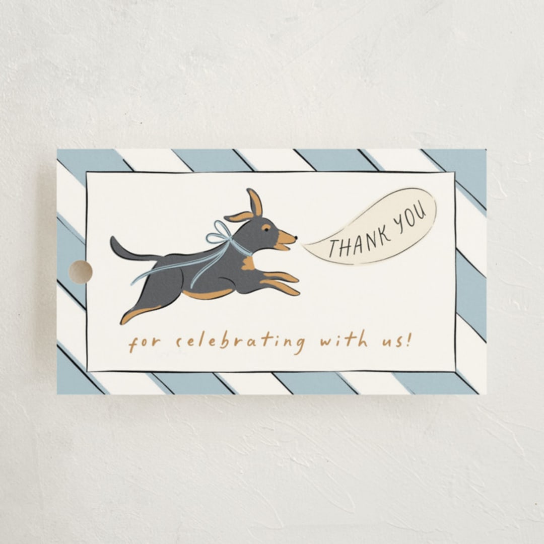 "Party Puppies" - Baby Shower Favor Tags in Fur by Erin German - Front