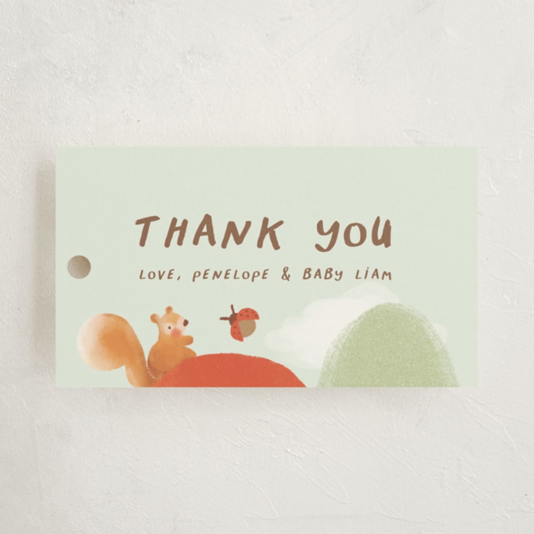 "tippaleipä" - Baby Shower Favor Tags in Mint by chocomocacino - Front