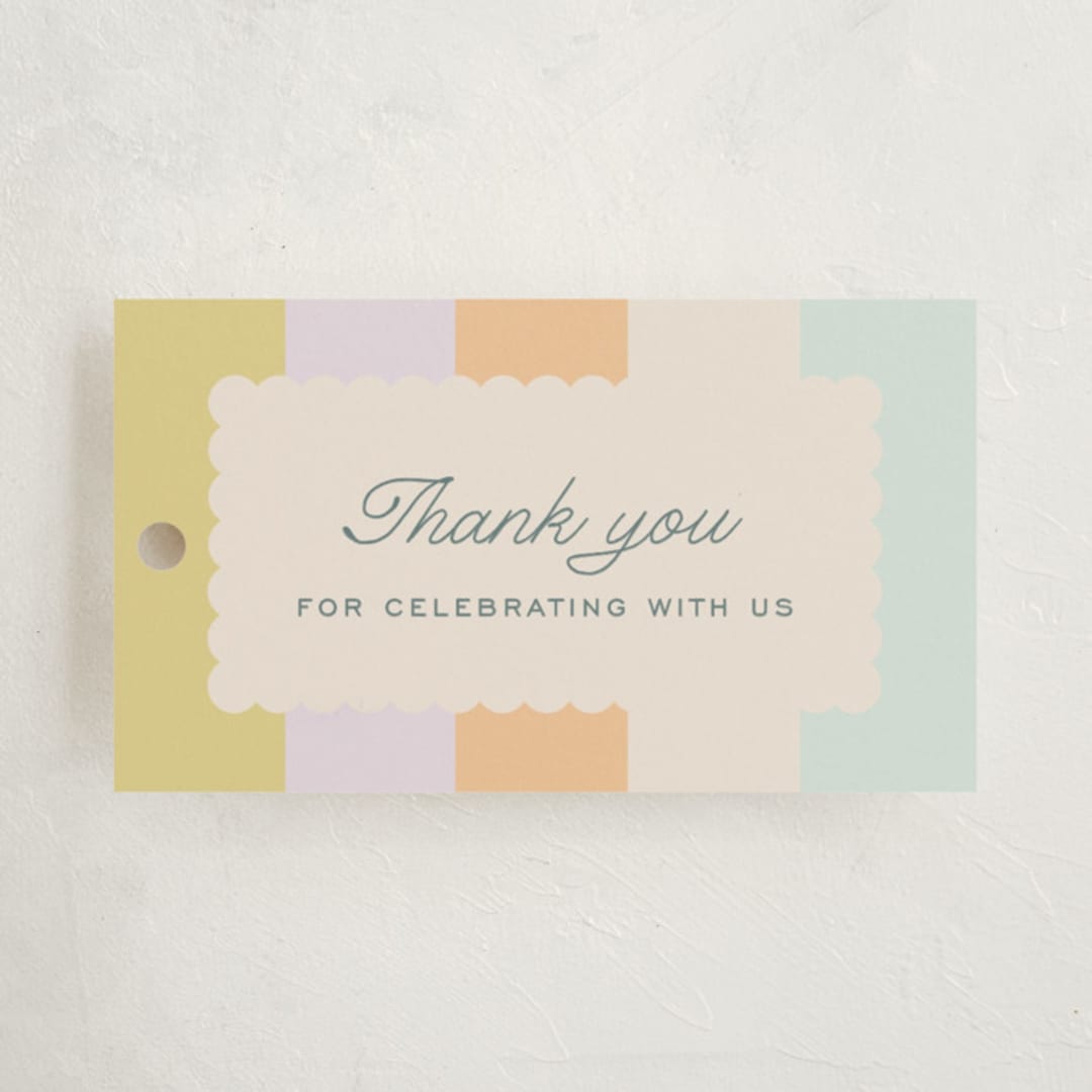 "Striped" - Baby Shower Favor Tags in Wildflower by Pixel and Hank - Front
