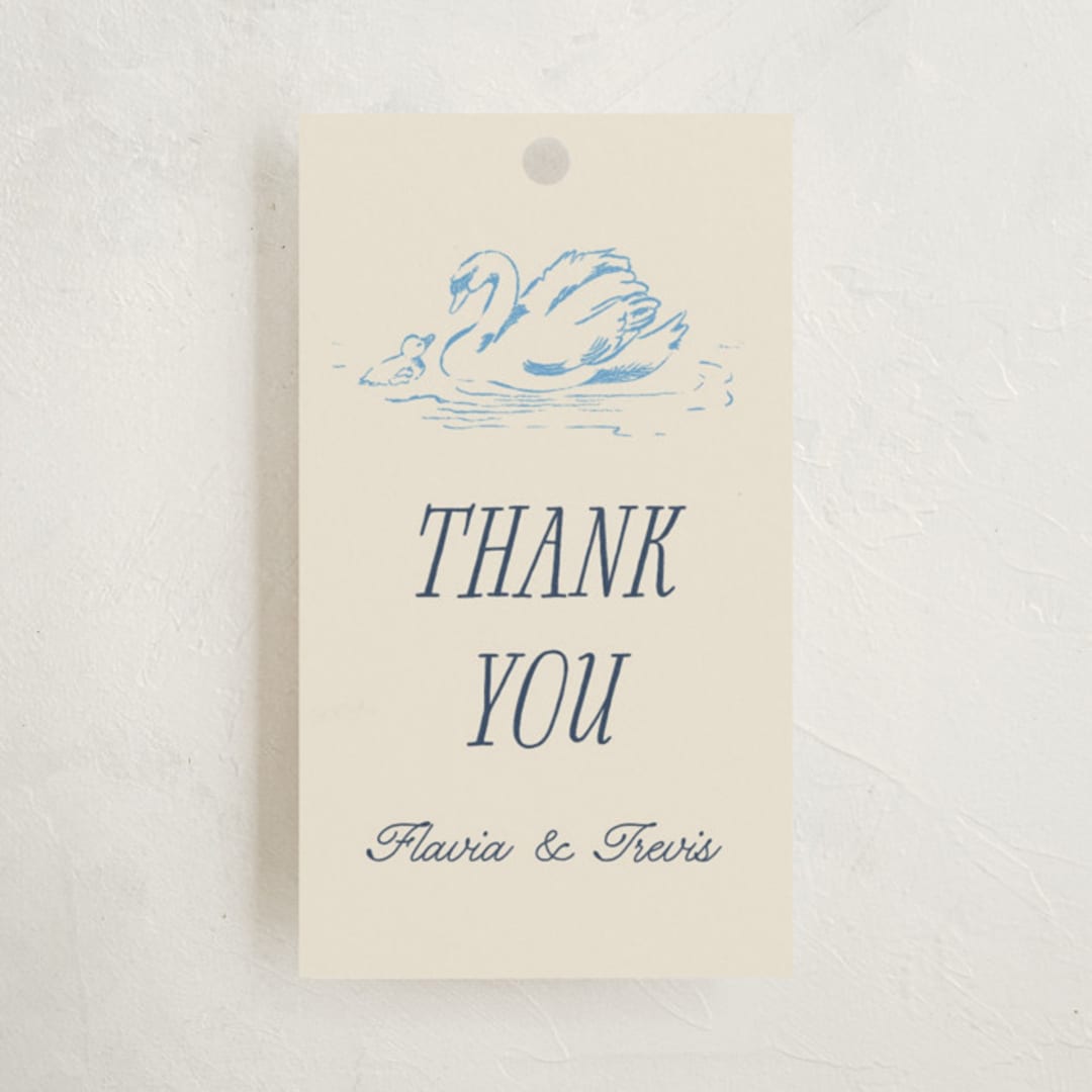 "Sweet Swan" - Baby Shower Favor Tags in Bluebell by Pati Cascino - Front