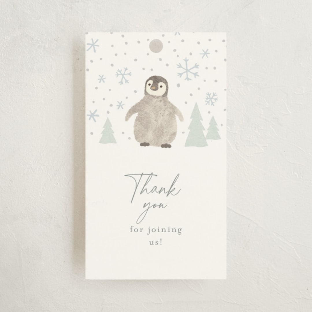 "Arctic friends" - Baby Shower Favor Tags in Seafoam by Jennifer Wick - Front