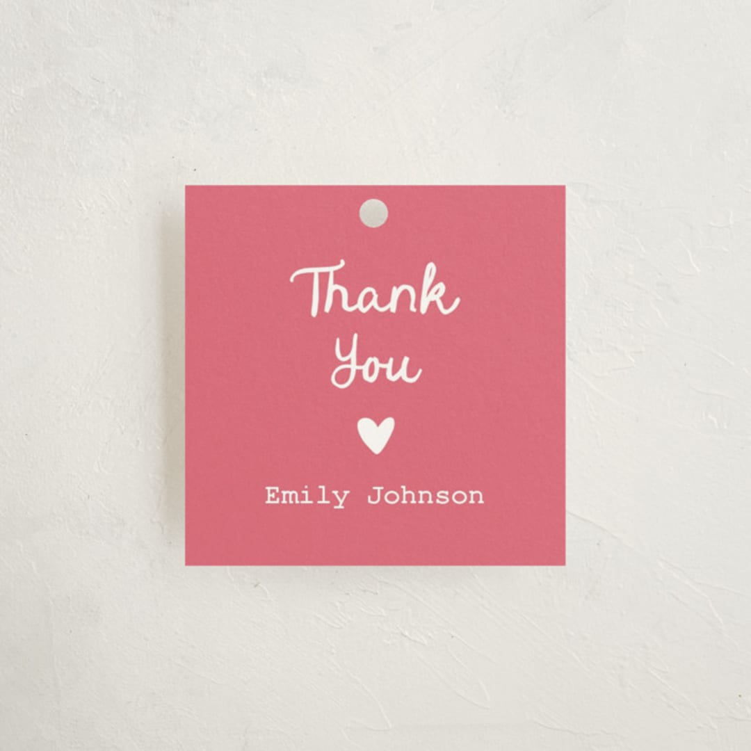 "Build a Library" - Baby Shower Favor Tags in Peony by Ilene Guy - Front