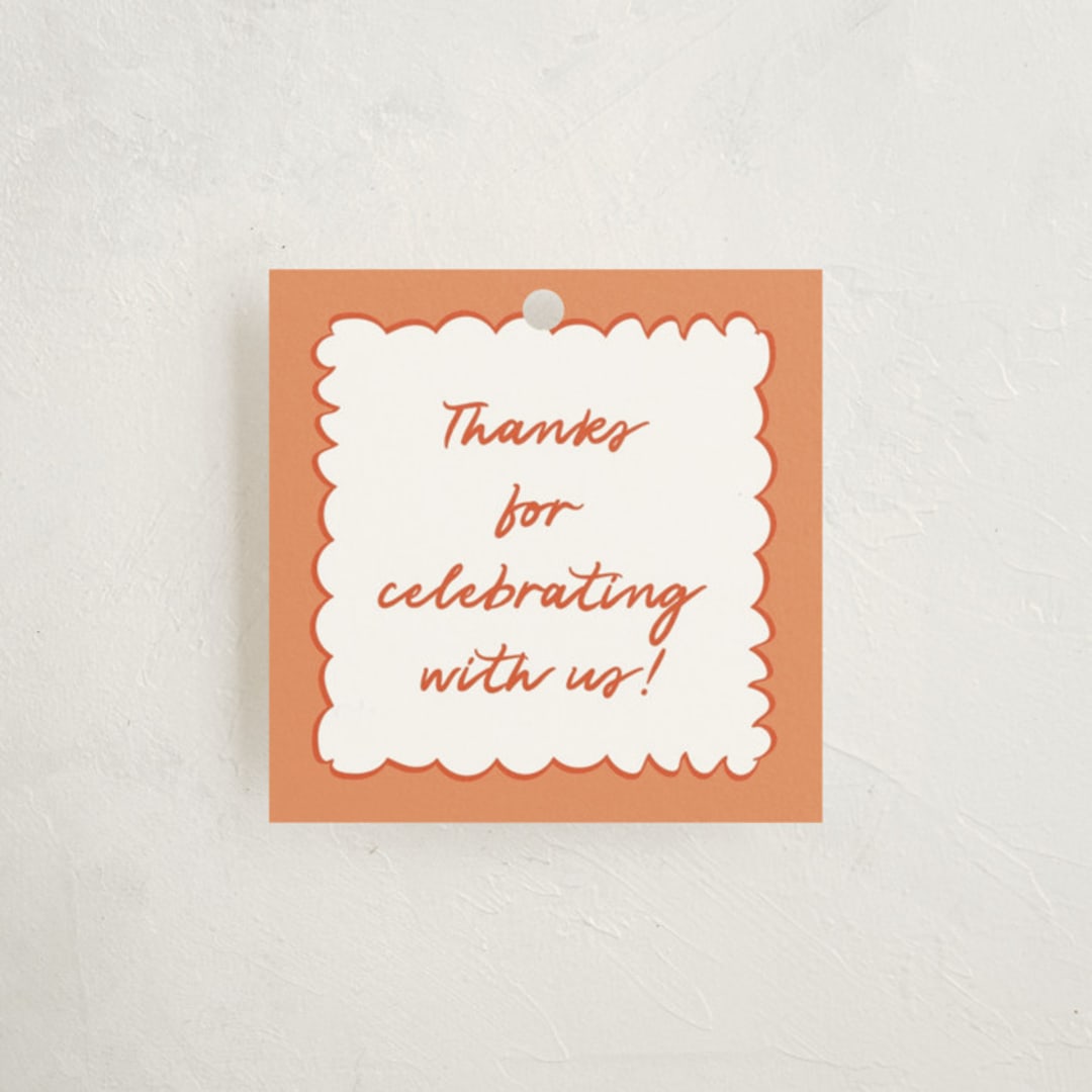 "Stork Party" - Baby Shower Favor Tags in Tangerine by Zani van Zyl - Front