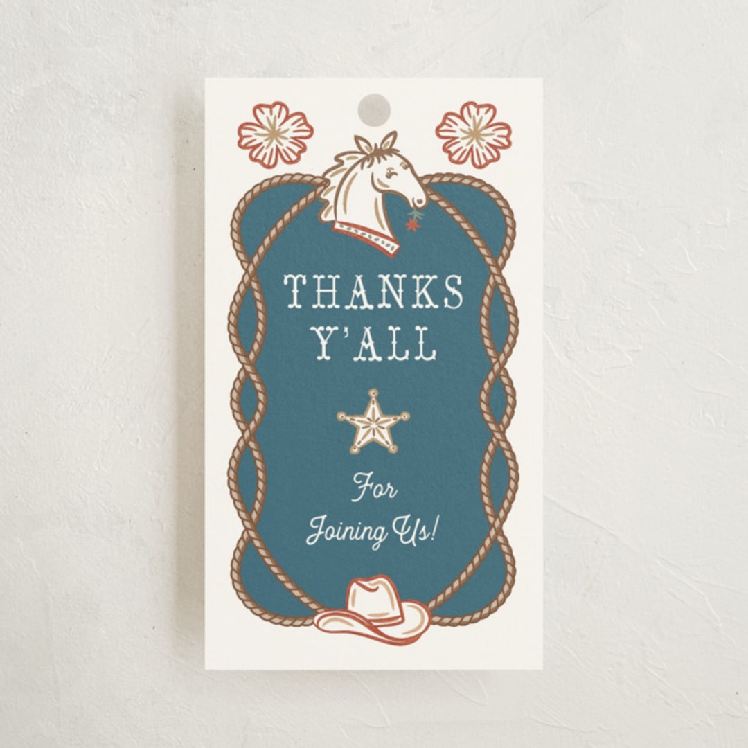 "Cowboy Baby" - Baby Shower Favor Tags in Denim by Paper Sun Studio - Front