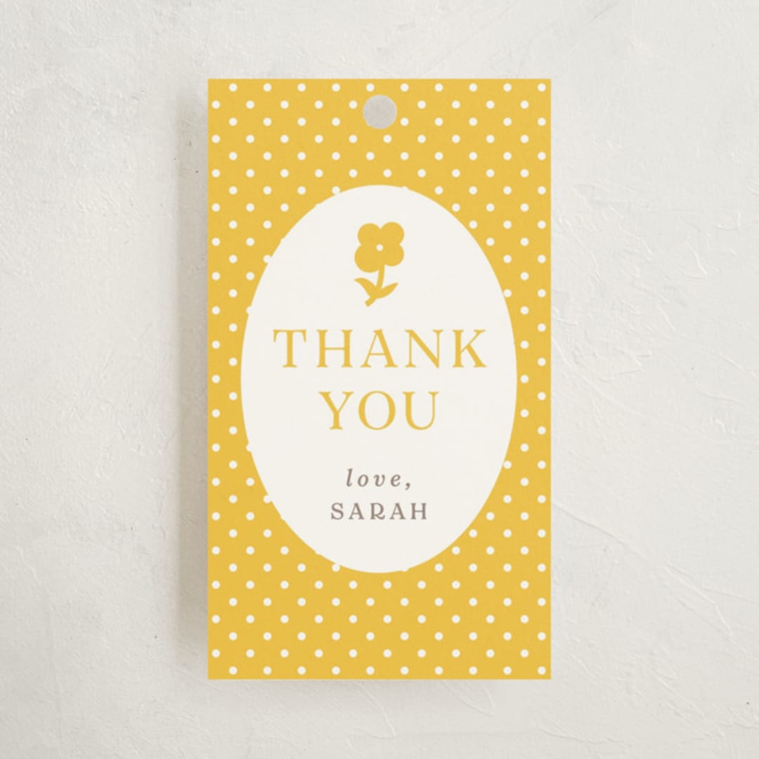 "Hummingbird Garden" - Baby Shower Favor Tags in Saffron by Eve Schultz - Front