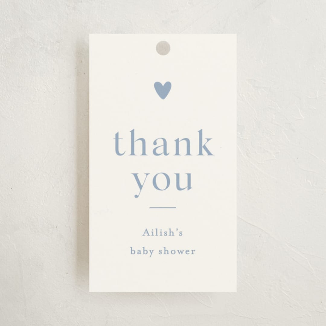 "Heartbeat" - Baby Shower Favor Tags in Provincial Blue by Stacey Meacham - Front
