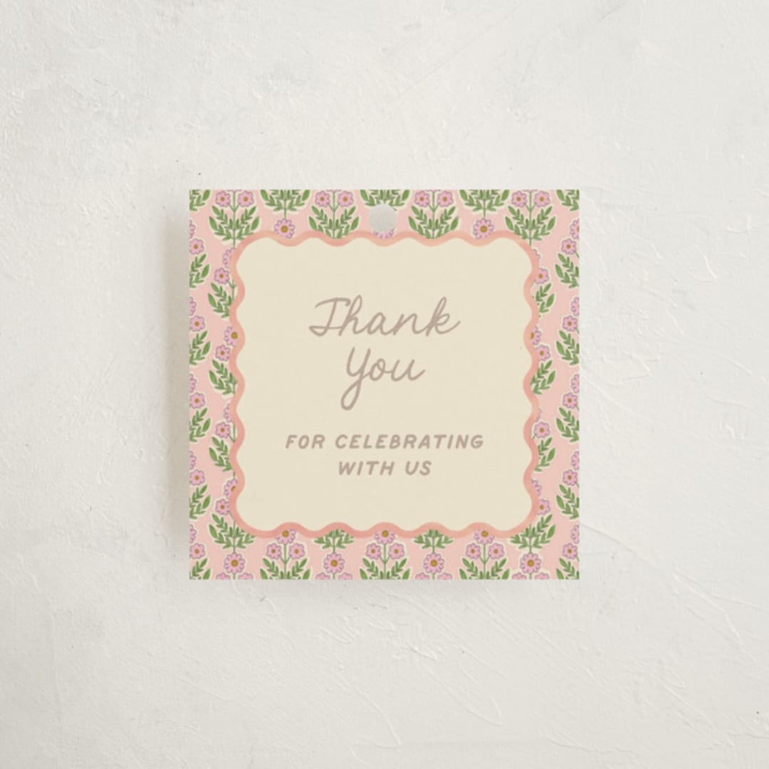 "Botanical maximalism" - Baby Shower Favor Tags in Poppy by Creo Study - Front