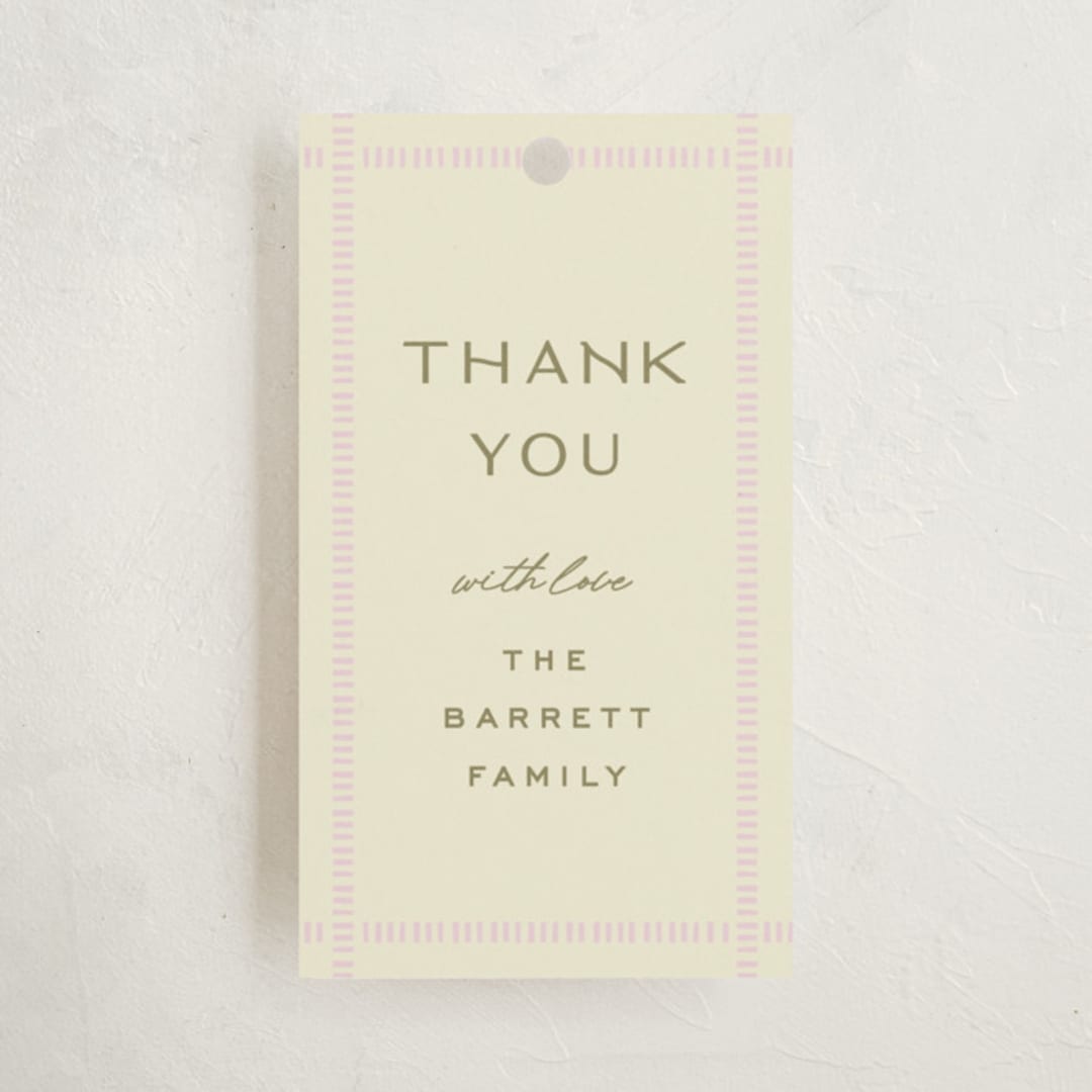 "stitched lines" - Baby Shower Favor Tags in Blush by Ellen Schlegelmilch - Front