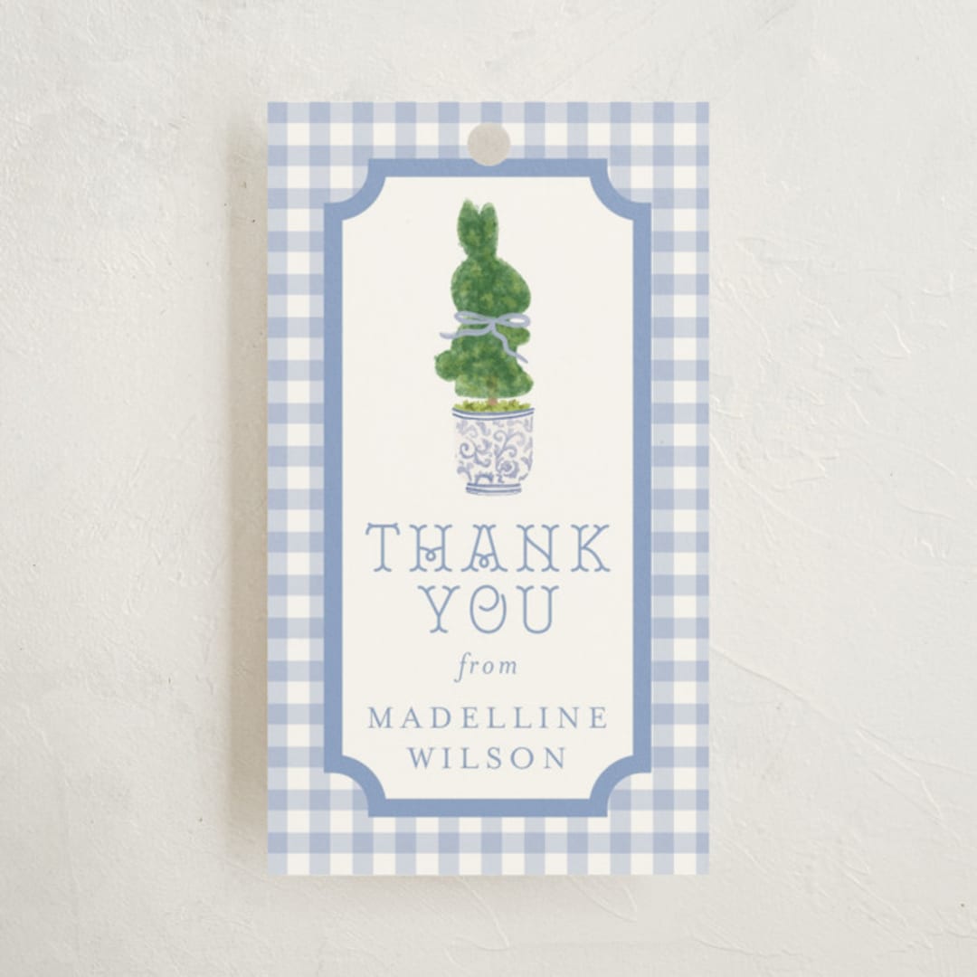 "Topiary" - Baby Shower Favor Tags in Periwinkle by Jenna Holcomb - Front