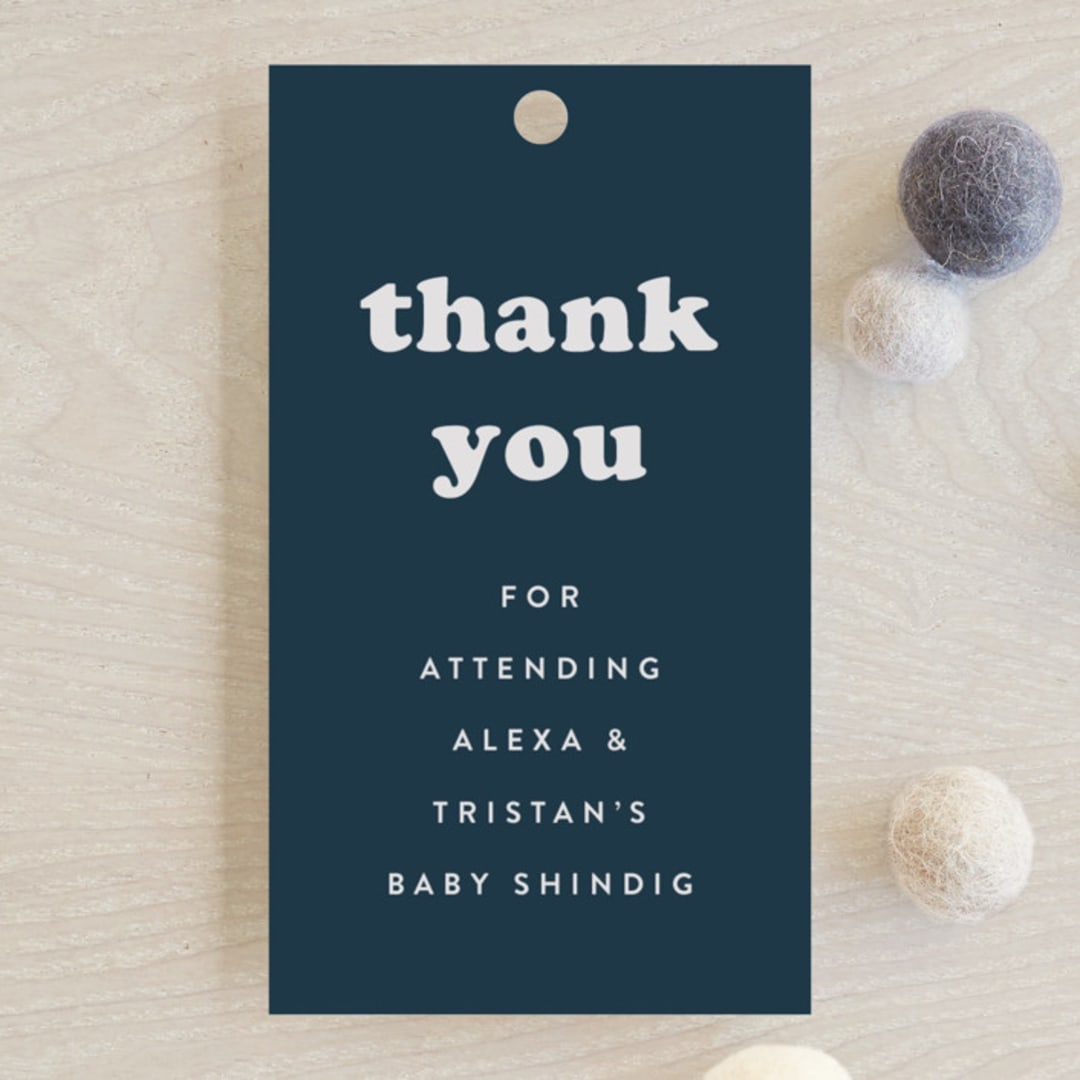 "Tiny Human" - Baby Shower Favor Tags in Whale by Corinne Malesic - Front