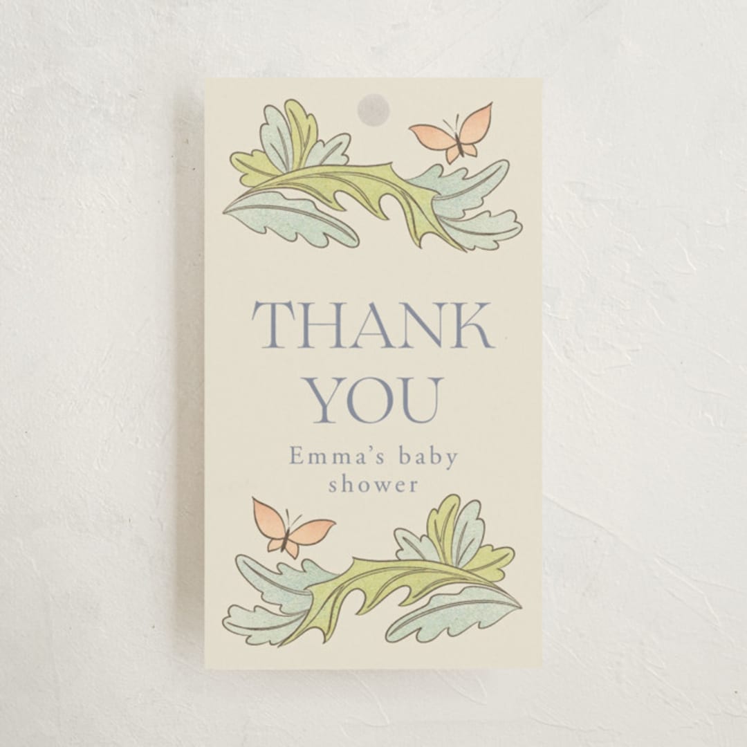 "Vintage magic town" - Baby Shower Favor Tags in Vanilla by Sabrin Deirani - Front