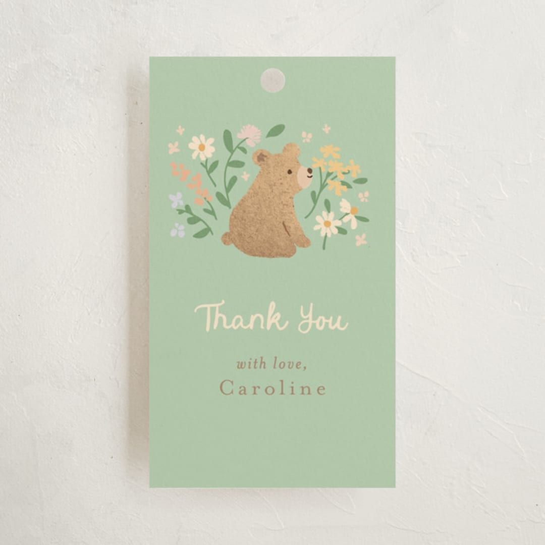 "Garden animals" - Baby Shower Favor Tags in Mint by Jennifer Wick - Front