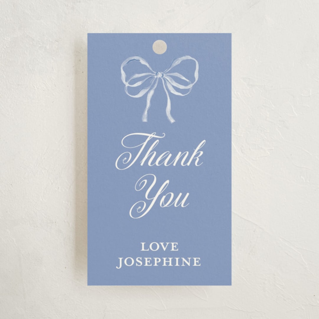 "Garden Ribbon" - Baby Shower Favor Tags in Bluebell by Sarah Knight - Front