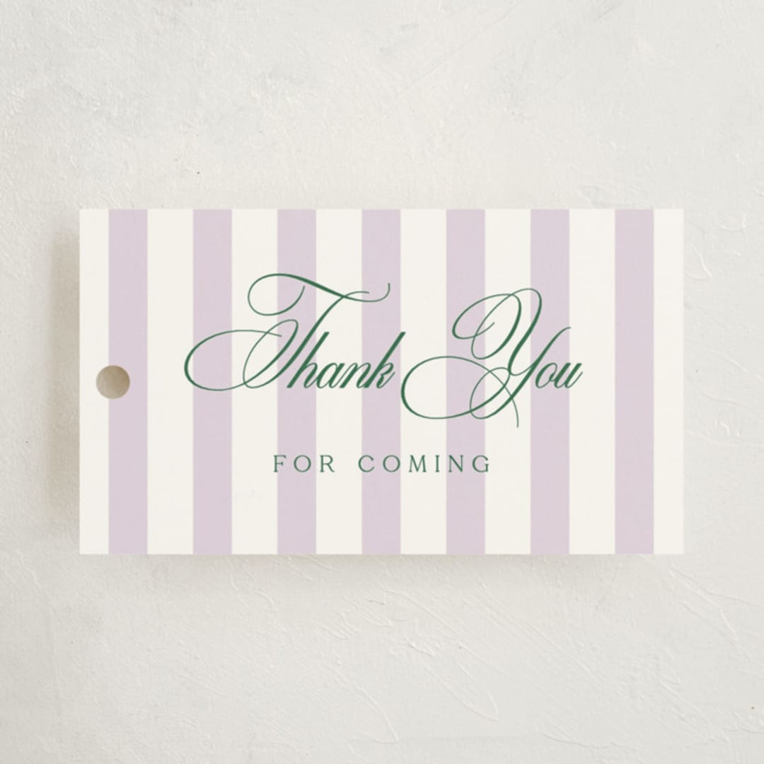 "Resort" - Baby Shower Favor Tags in Lilac by Kelly Schmidt - Front