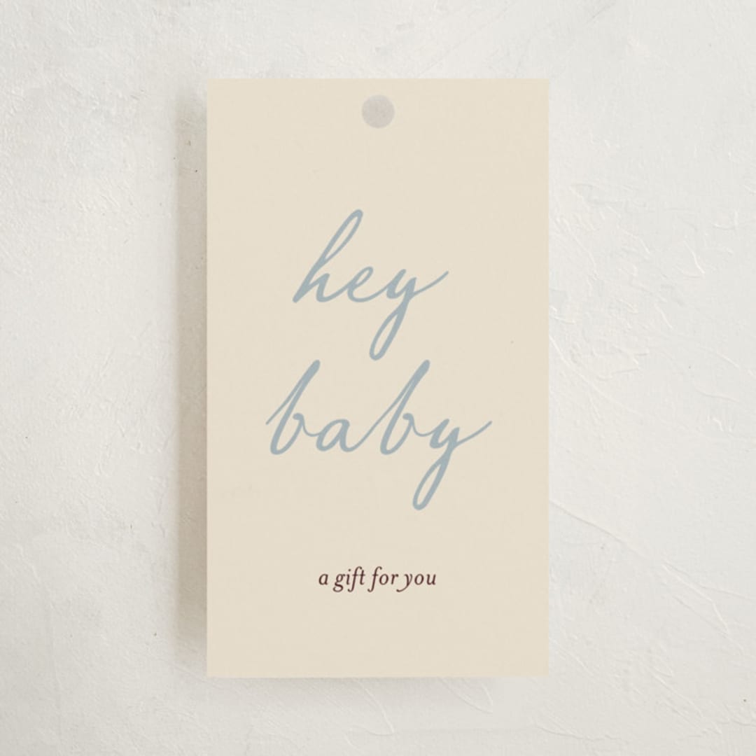 "Baby Bow" - Baby Shower Favor Tags in Denim by Ani Somi - Front